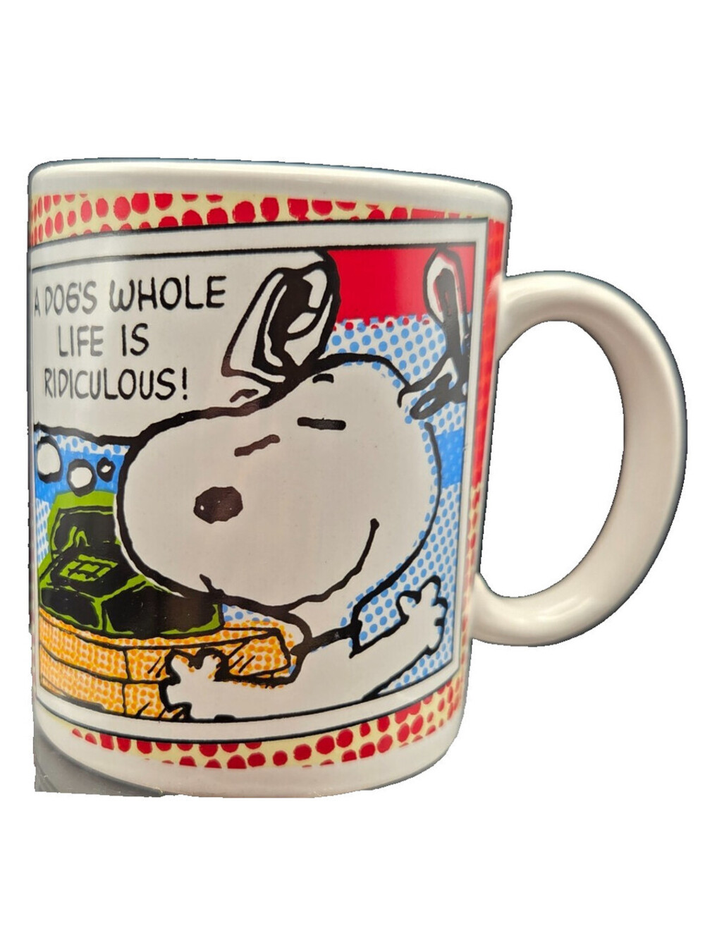 “A Dog’s Whole Life Is Ridiculous!” Peanuts Snoopy Coffee Mug Comic Strip Cup 20